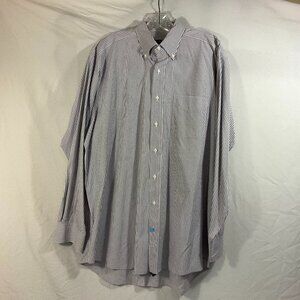 Ben Silver with Ike Behar, Gray/White Stripe Button Down Shirt 17-36 Long Sleeve